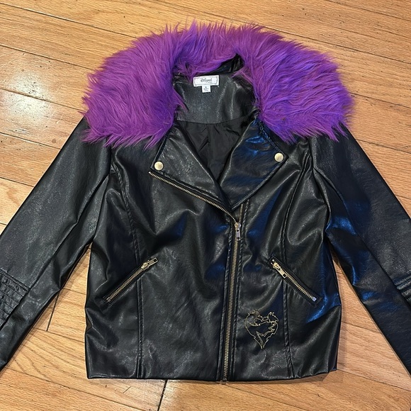 Girls Disney’s Descendant’s Moto jacket with detachable faux fur collar - Picture 1 of 7
